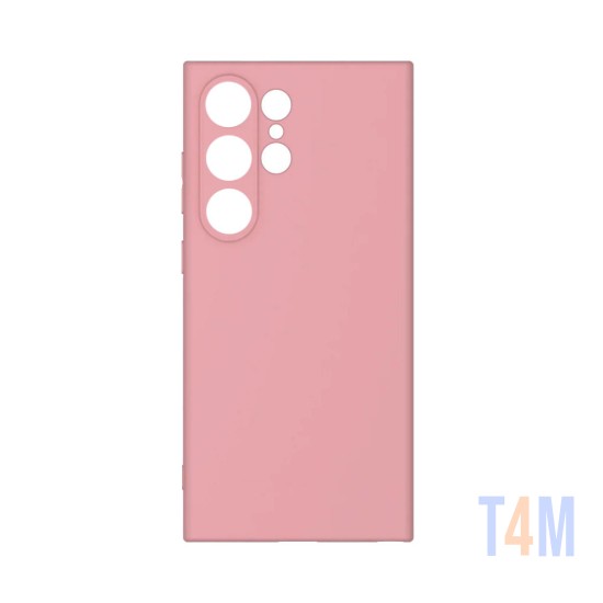 Capa de Silicone com Moldura de Câmera para Samsung Galaxy S24 Ultra Rosa